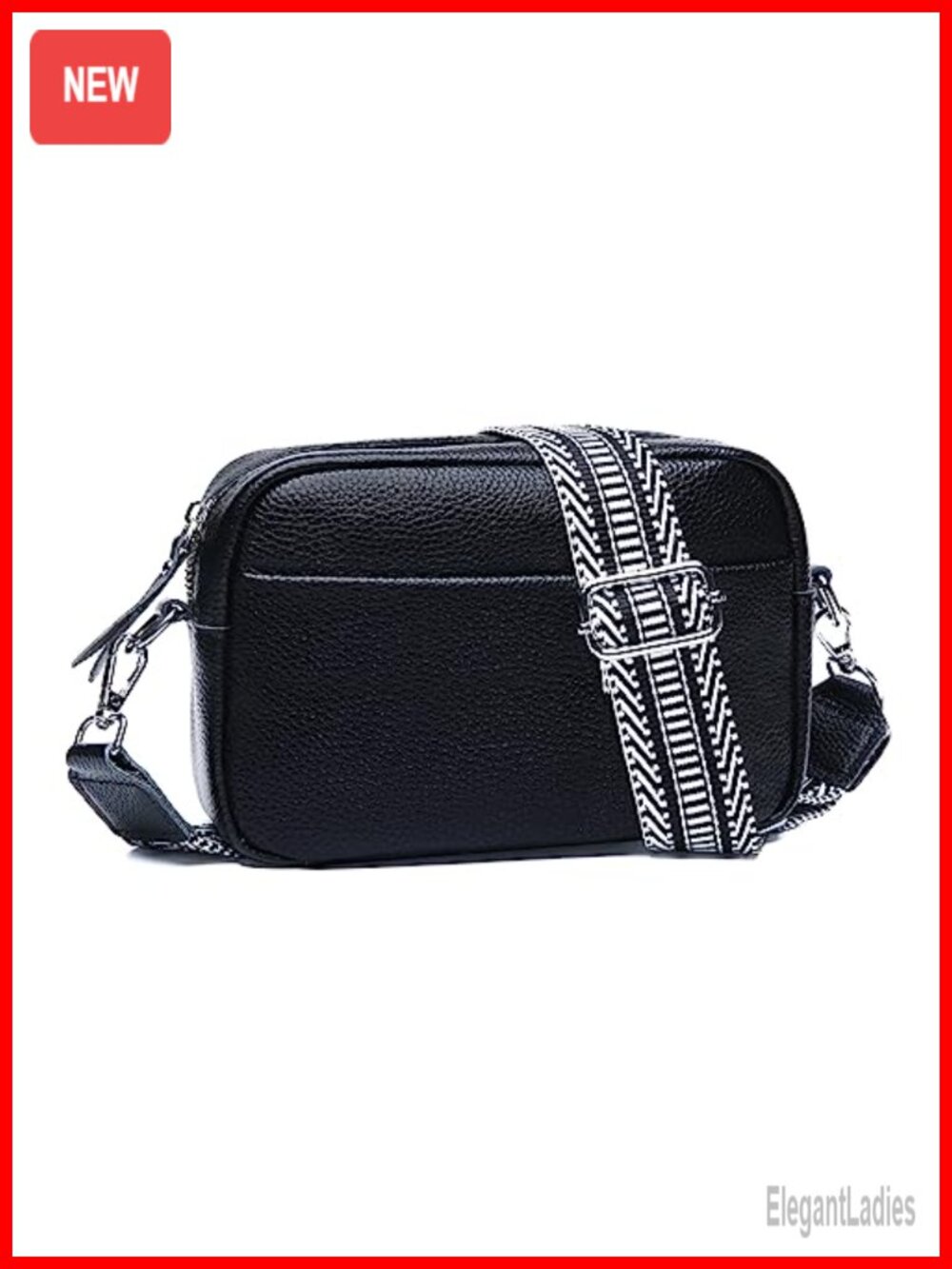 Genuine Leather Crossbody Bag RFID Card Slots Wide Strap Women's Purse
